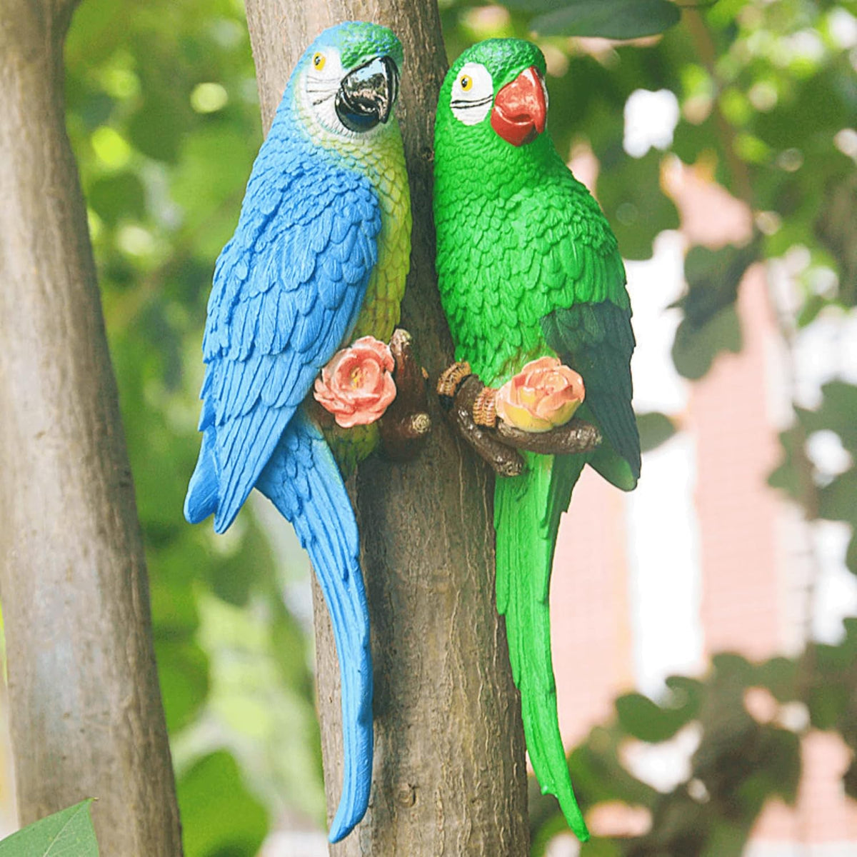 Bird Statue Garden Decorations,Outdoor Resin Bird Figurine Decoration,Bird Statue Real Parrot