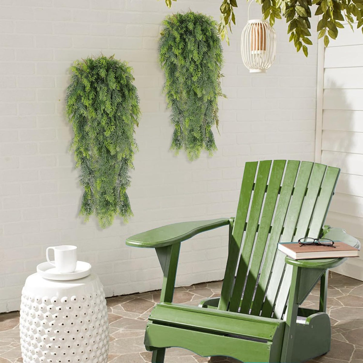 RECUTMS 3 Packs Artificial Hanging Plants Fake Plant Faux Boston Ferns Ivy Vines Greenery UV
