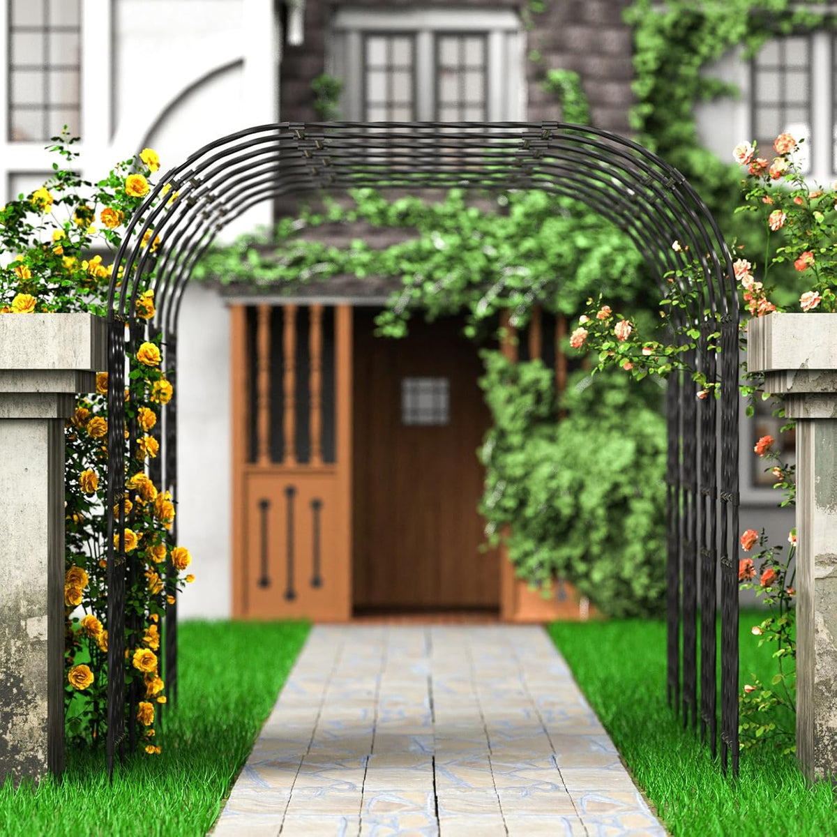 Metal Garden Arch - Length: 98.5in, Wide: 15.8in Garden Arches Trellis for Climbing Plants Outdoor