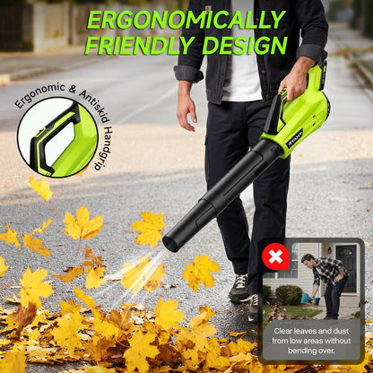 Leaf Blower Cordless, Leaf Blower with Battery and Charger - 2 Speed Modes, 2 Batteries, 20V