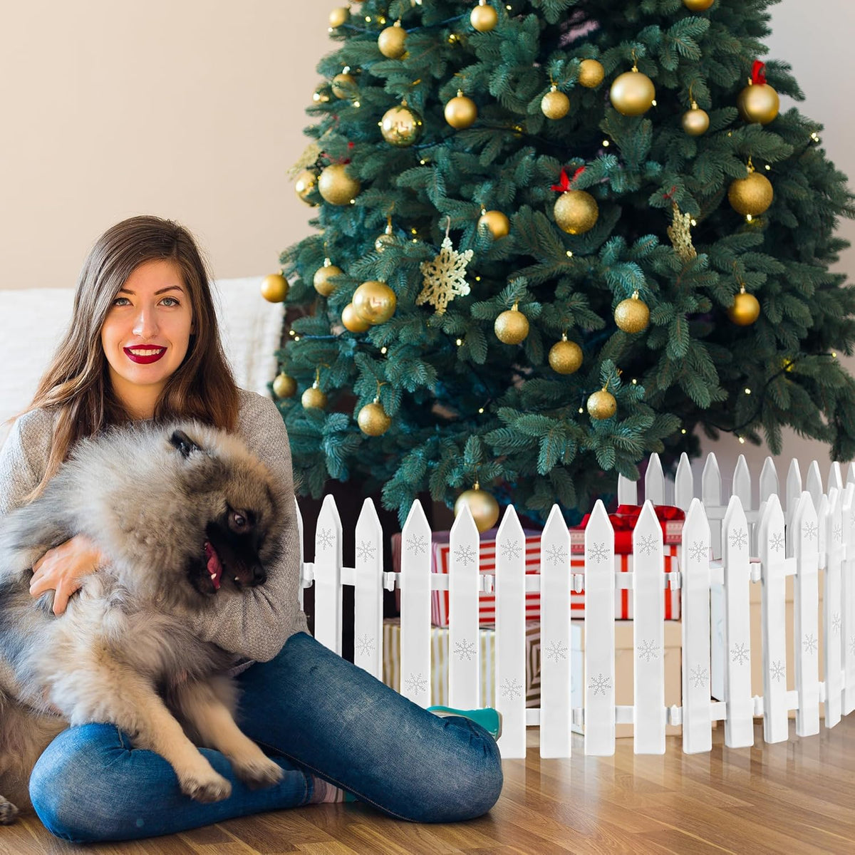 Aodaer 36-Piece Plastic Picket Fence - 12 Inch White Christmas Fence Border Tree Barrier for Party