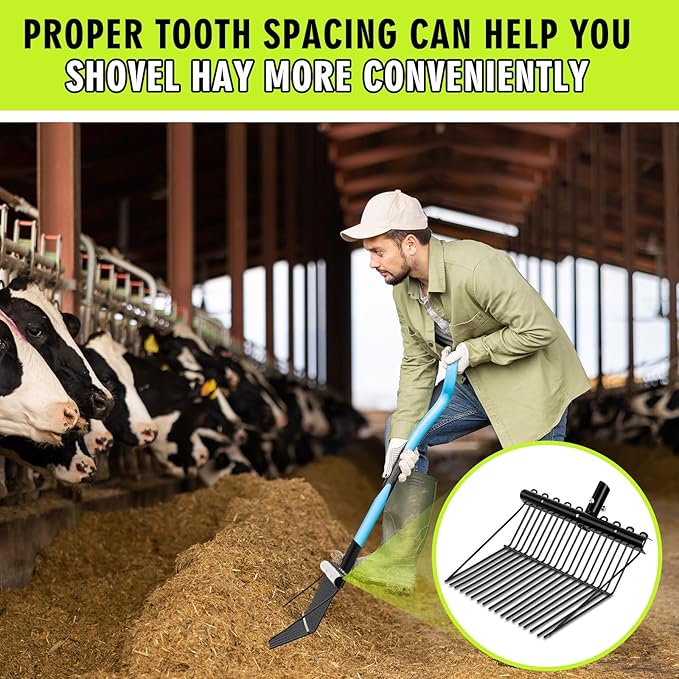 Tandefio 2 Pack Pitchfork Replacement Head Metal Horse Manure Rake Gardening Pitch Fork with Angled