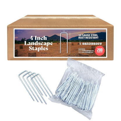 Sandbaggy 4 Inch Landscape Sod Staples | Great for Hard & Rocky Soil | Sharp Like a Knife | Tough