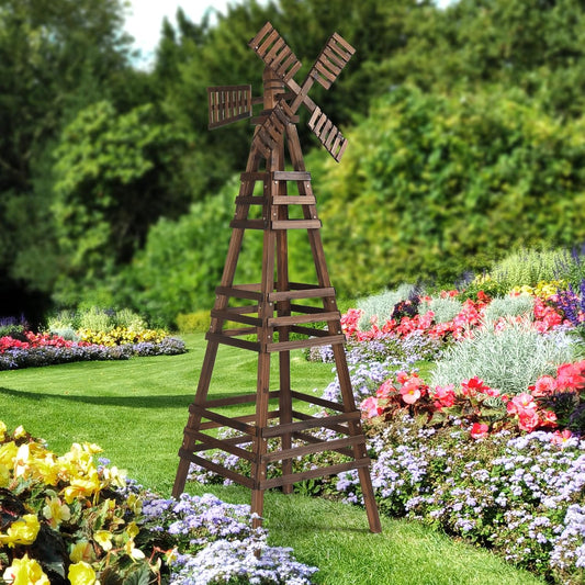 Wooden Windmill, Weather-Proof Wind Spinner, Outdoor Wind Mill for Garden Lawn Patio Decoration