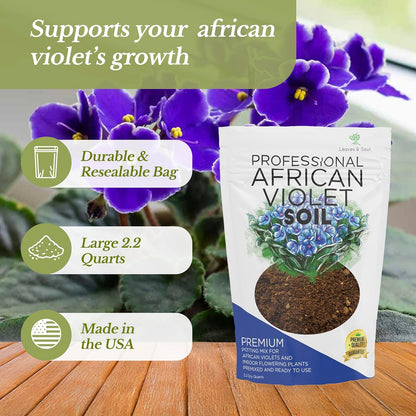 Professional African Violet Plant Soil | Premium All Purpose Blend | Large 2.2 Quarts | Ready to