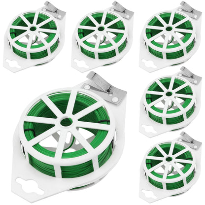 JEUIHAU 6 Reels 328 Ft Green Plant Twist Ties, Green Floral Wire,Plastic Coated Metal Wire Twist