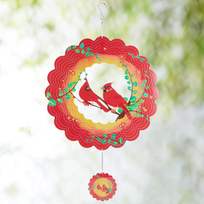 Cardinal Wind Spinners Metal Outdoor Sculpture for Outside Decoration,12 inch 3D Stainless Steel