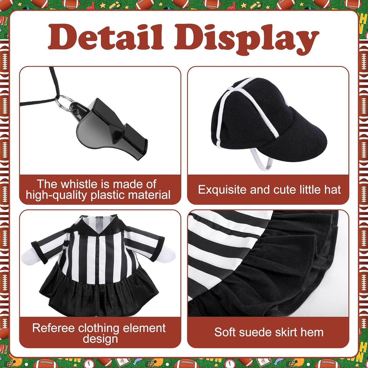 3 Pcs/Set Referee Porch Goose Outfits, Lawn Goose Statue Women Referees Costume, Garden Goose