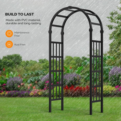 VINGLI Vinyl Garden Arbor, PVC Wedding Arch for Ceremony Party, Garden Trellis for Climbing Plants