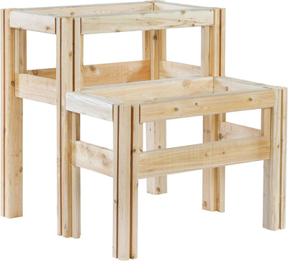 Greenes Fence Two-Tiers Four Bucket Elevated Cedar Wood Garden Frame, 30 in. x 28 in. x 30 in.