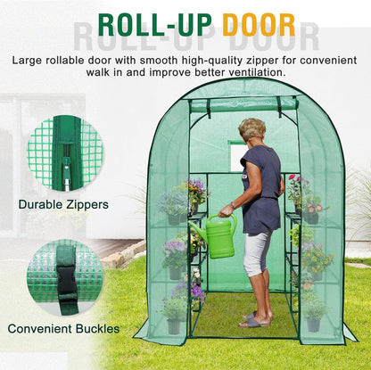 EAGLE PEAK 3-Tier Walk in Portable Greenhouse with 8 Wire Shelves, Indoor and Outdoor Garden House