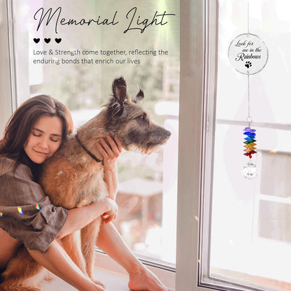 Pet Memorial Suncatcher - Pet Memorial Suncatchers - Dog Cat Loss Sympathy Gift - Rainbow Crystal