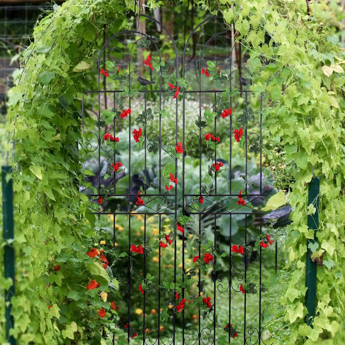 2 Pack 86.7" H x 19.7" W Metal Garden Trellis with Black Coating, Wire Lattice Grid Panel for