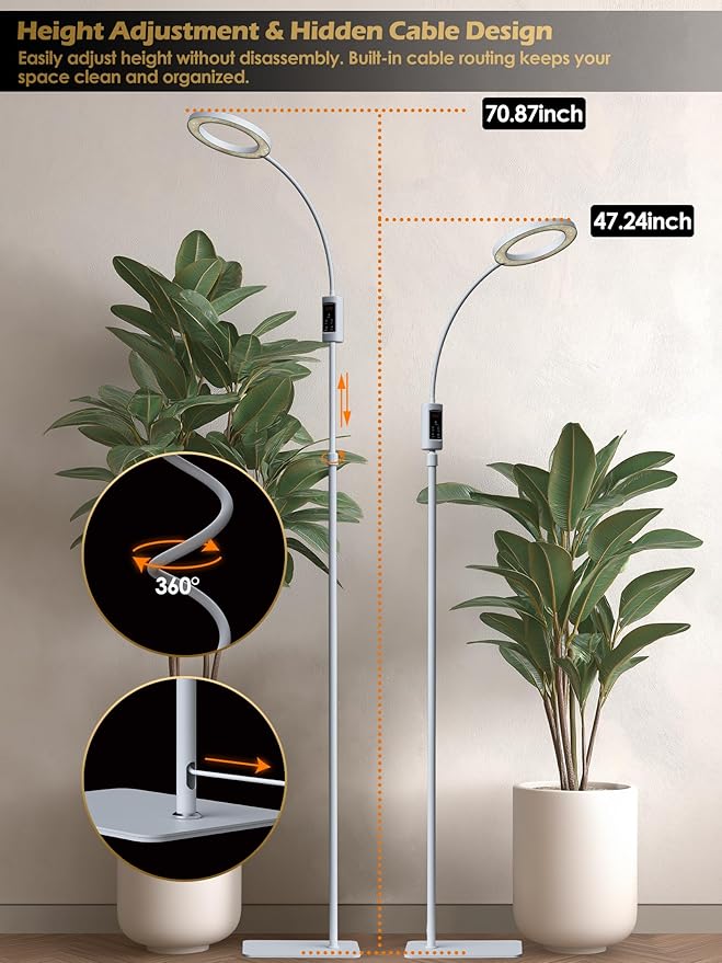 Smart Grow Lights for Indoor Plants,24W Plant Light with Auto-Timer,Full Spectrum LED Grow Light