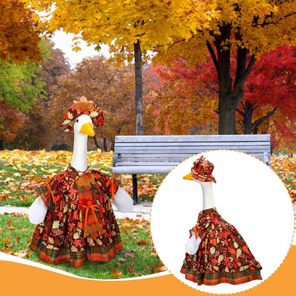Suzile Autumn Goose Outfit Fall Maple Dresses Clothes for 23" High Cement or Plastic Porch Goose