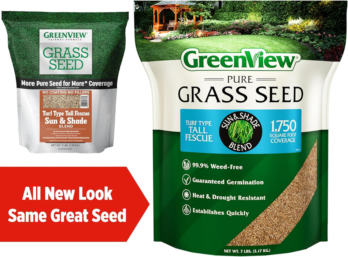 GreenView Pure Grass Seed Turf Type Tall Fescue Sun & Shade Blend, 7 lb. Bag – Covers up to 1,750