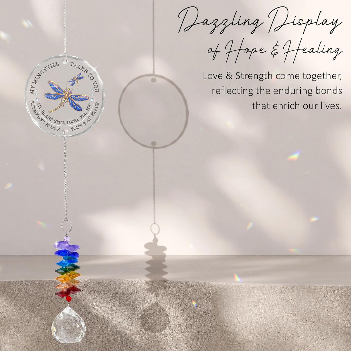 Memorial Suncatcher - Sympathy Gift for Loss of Loved One - Crystal Rainbow Maker - Bereavement