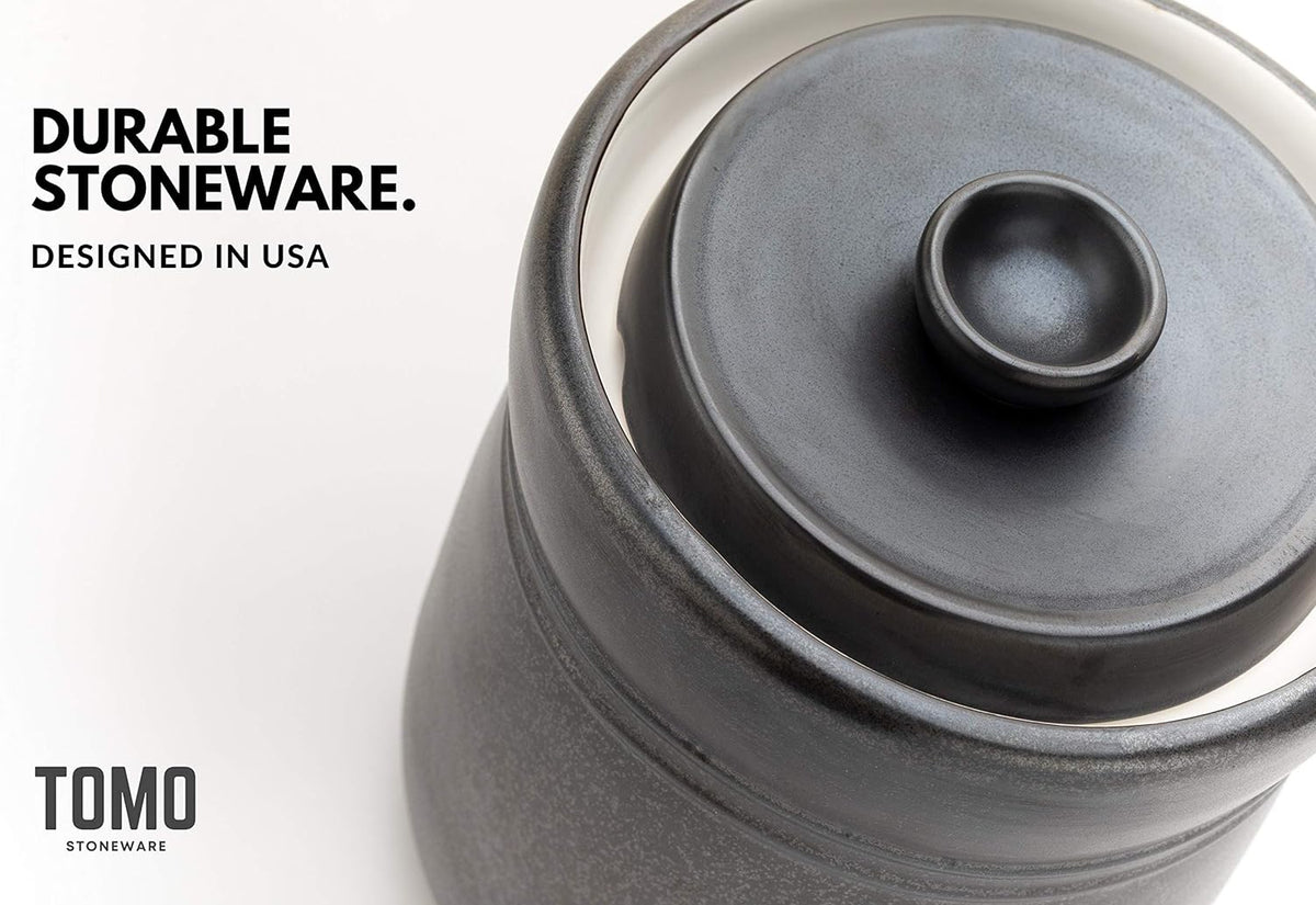 TOMO Fermentation Crock with Weights - Ceramic Sauerkraut Pickling Crock - Stoneware Kombucha