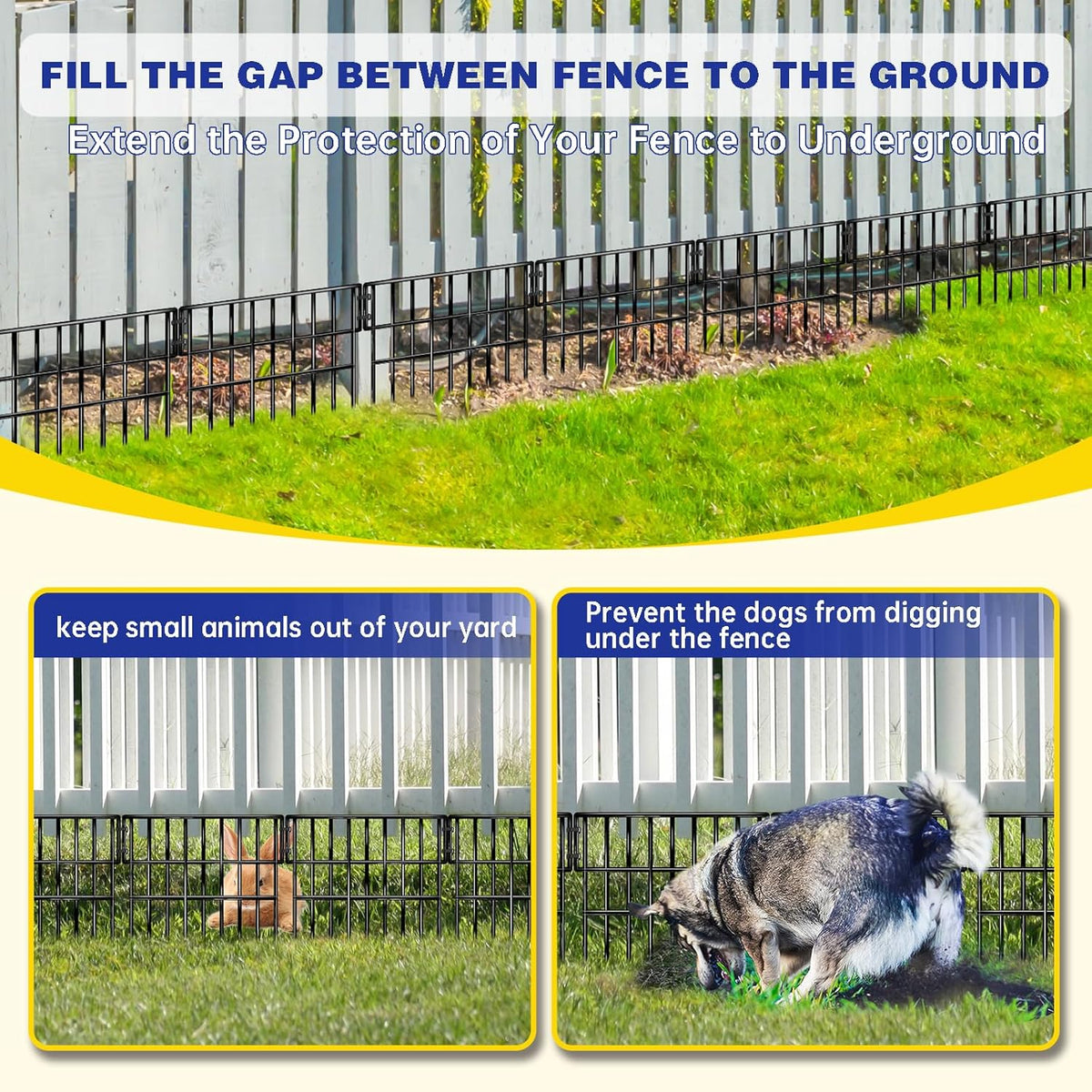 25 Panels Animal Barrier Fence, 27 Ft(L) X 13 in(H) No Dig Garden Edging Border for Yard, Anti