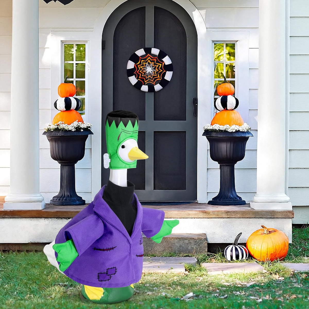 Watayo 2 Pcs/Set Halloween Monster Goose Outfits, Porch Goose Statue Monsters Costume, Lawn Goose