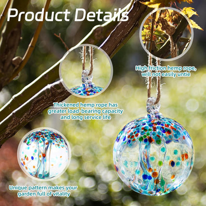 VOREEN 4" Hanging Glass Garden Gazing Ball Hand Blown Glass Witch Ball Christmas Ornament