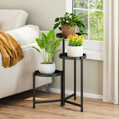 Plant Stand indoor outdoor - 3 Tier black Tall Metal Flower Pot Holder Potted Display Rack - Heavy