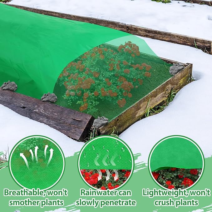 Alphatool 2.0oz/yd² Plant Covers Freeze Protection - 10 x 30 ft Easy of Use Green Winter Plant