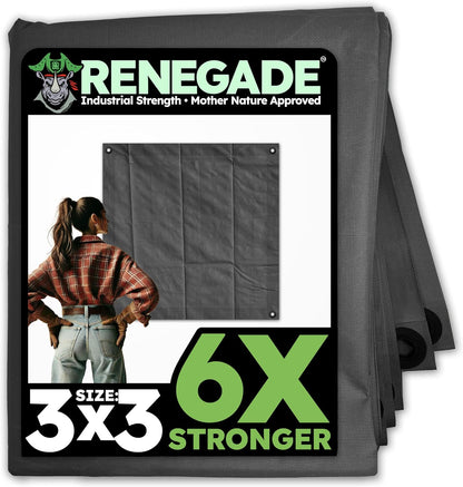 RENEGADE Industrial Cargo Tarp 3x3 ft – Heavy Duty, 6X Stronger, Waterproof, PFAS-Free – Trunk &