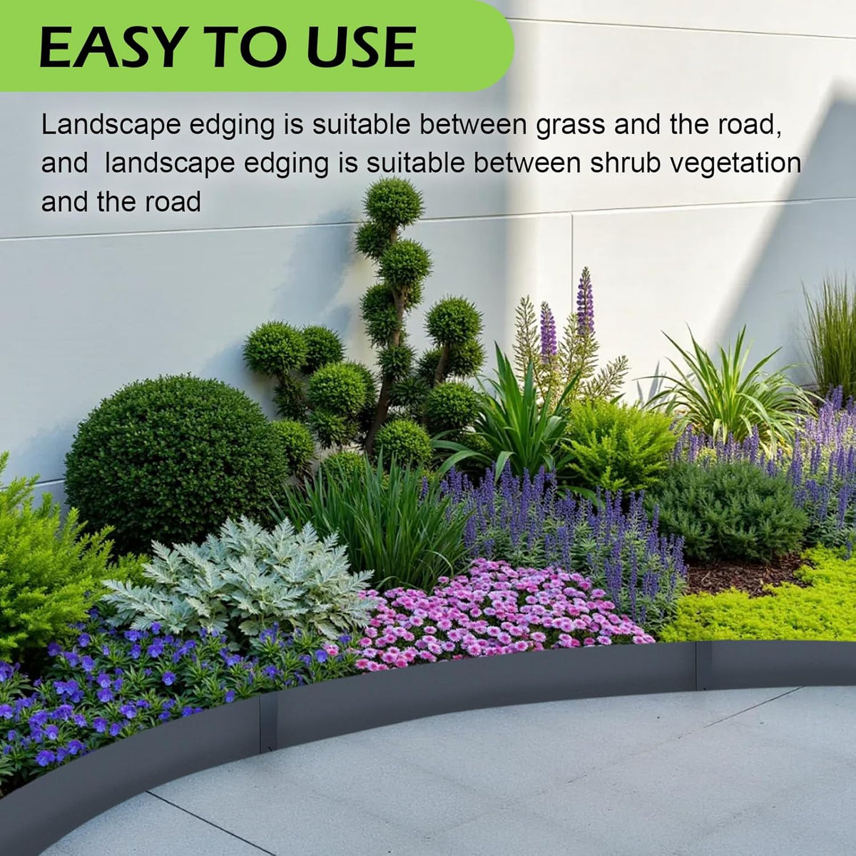 Landscape Edging Kit, Galvanized Steel Edging Landscape Lawn Edging Powder for Lawn Yard, Coated