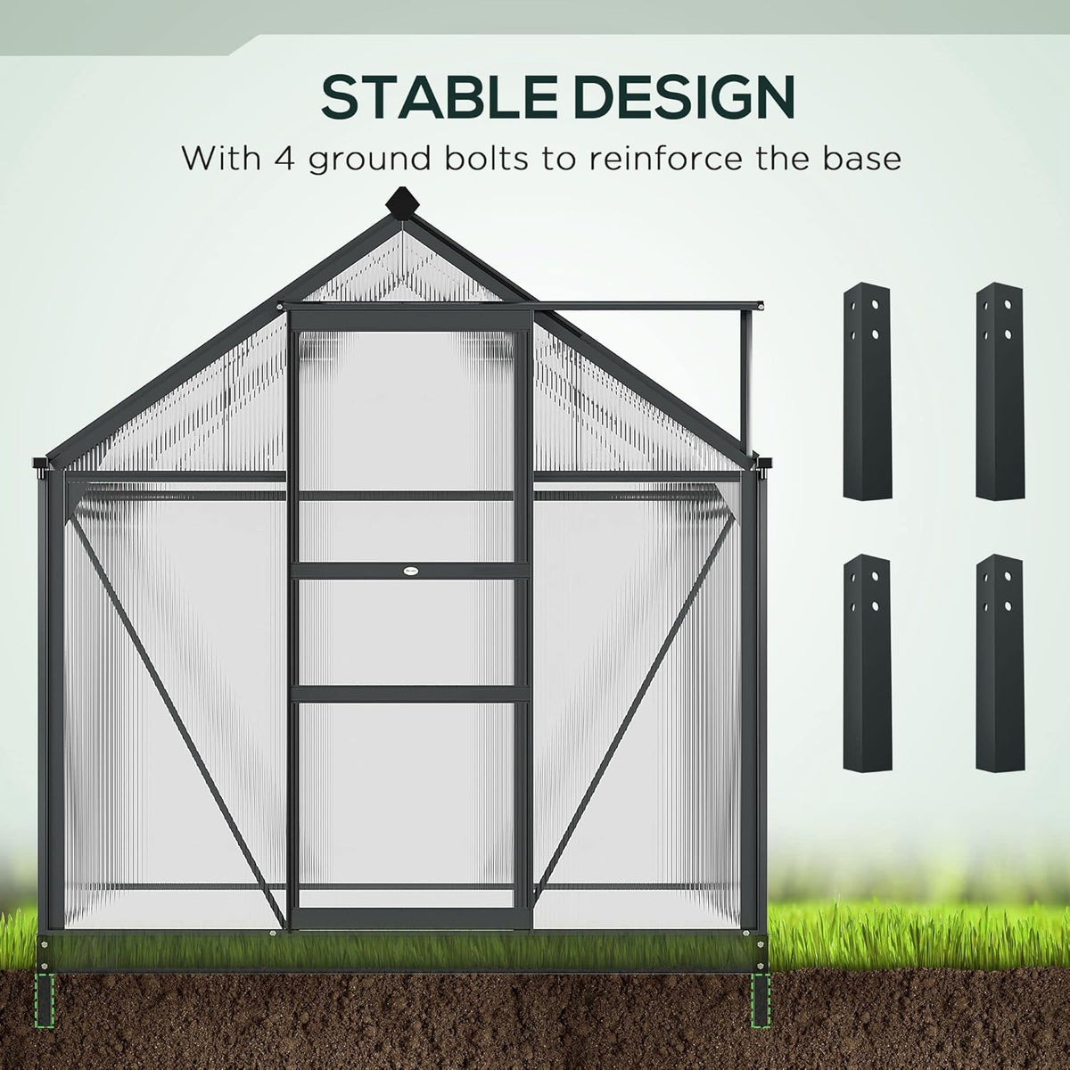 Outsunny 6' x 4' Greenhouse for Outdoors, Polycarbonate Greenhouse with Rain Gutter and Roof Vent