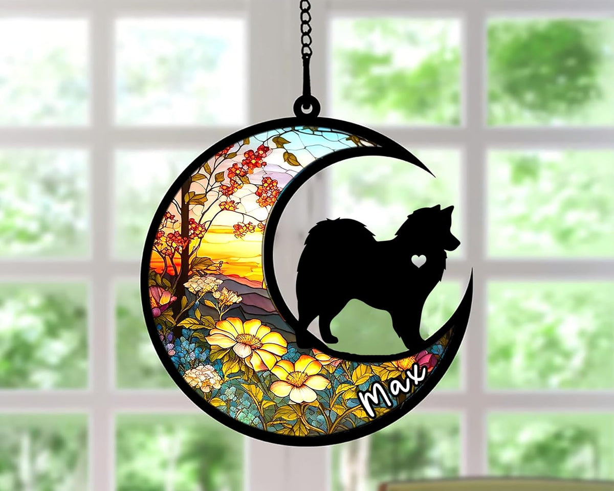Personalized Dog Memorial, Custom Name American Eskimo Dog Christmas Ornament with Name, Custom