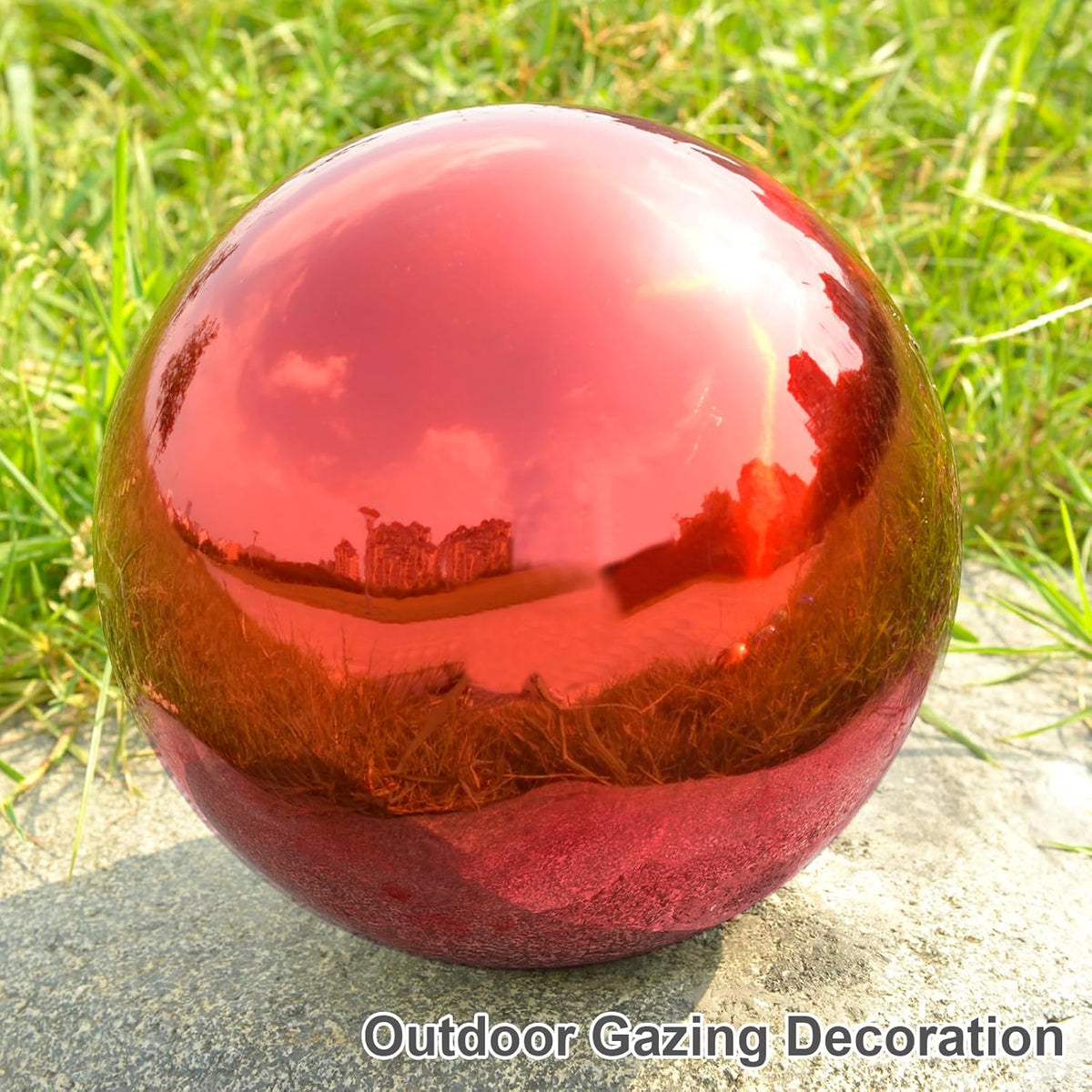 Nerien 8 Inch Gazing Ball, Stainless Steel Garden Mirror Globe, Polished Ornament Sphere, Hollow