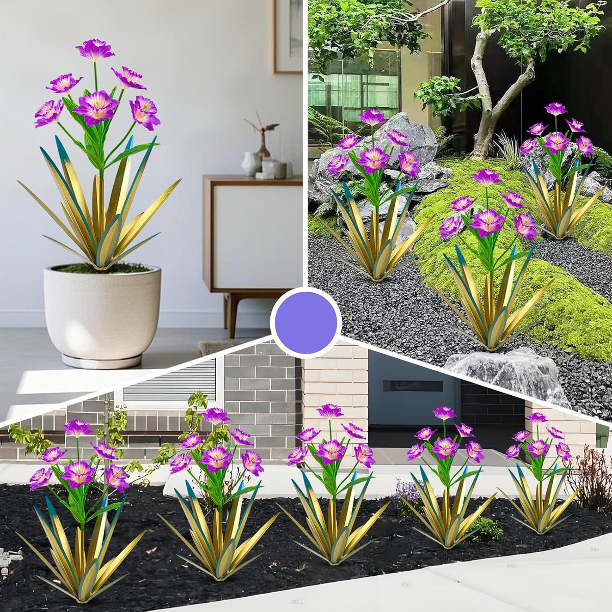Homight Metal Agave Plant Outdoor Decoration Outdoor Garden Decoration Daffodils Flowers Mexican