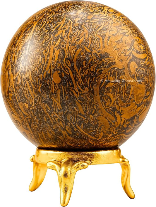 Amazing Gemstone Mariyam Jasper Crystal Ball with Stand - 2" Inches Crystal Sphere Meditation Balls