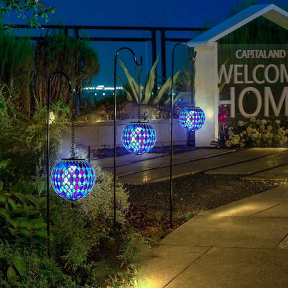 VCUTEKA Hanging Solar Lanterns Mosaic Solar Lights with Hook Up, Outdoor Garden Lights Decor for
