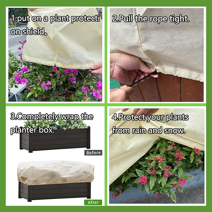 Plant Frost Cover, Rectangular Planter Plant Winter Frost Blanket, Plant Frost Tree Cover Bag with