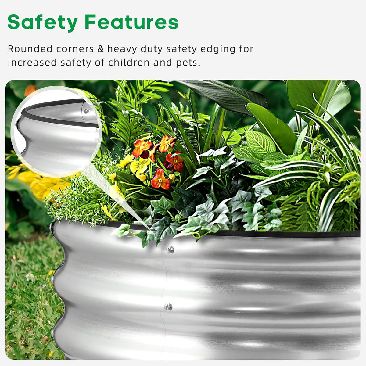 JERIA Raised Garden Bed,Galvanized Raised 2×2×1ft Planter Boxes Outdoor with Easy Assembly, Round