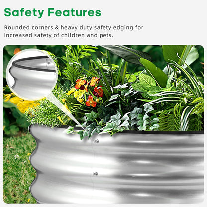JERIA Raised Garden Bed,Galvanized Raised 2×2×1ft Planter Boxes Outdoor with Easy Assembly, Round