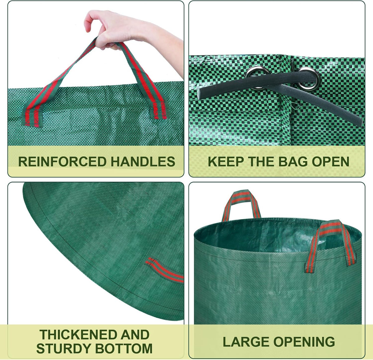Remiawy Reusable Yard Waste Bags, 3 Packs 72 Gallons Lawn and Leaf Garden Bags with Reinforced