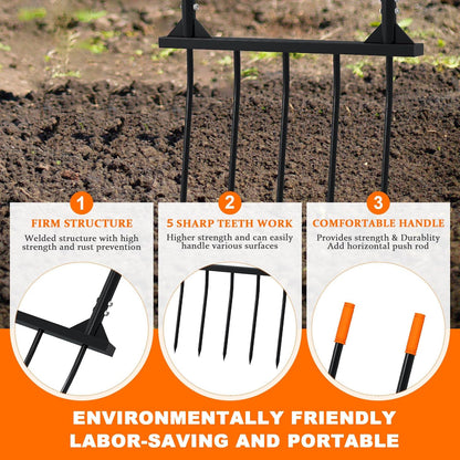 Broad Fork Garden Tool, Ergonomic Design - for Farms, Gardens, Vegetable plots, for Easy Turning of