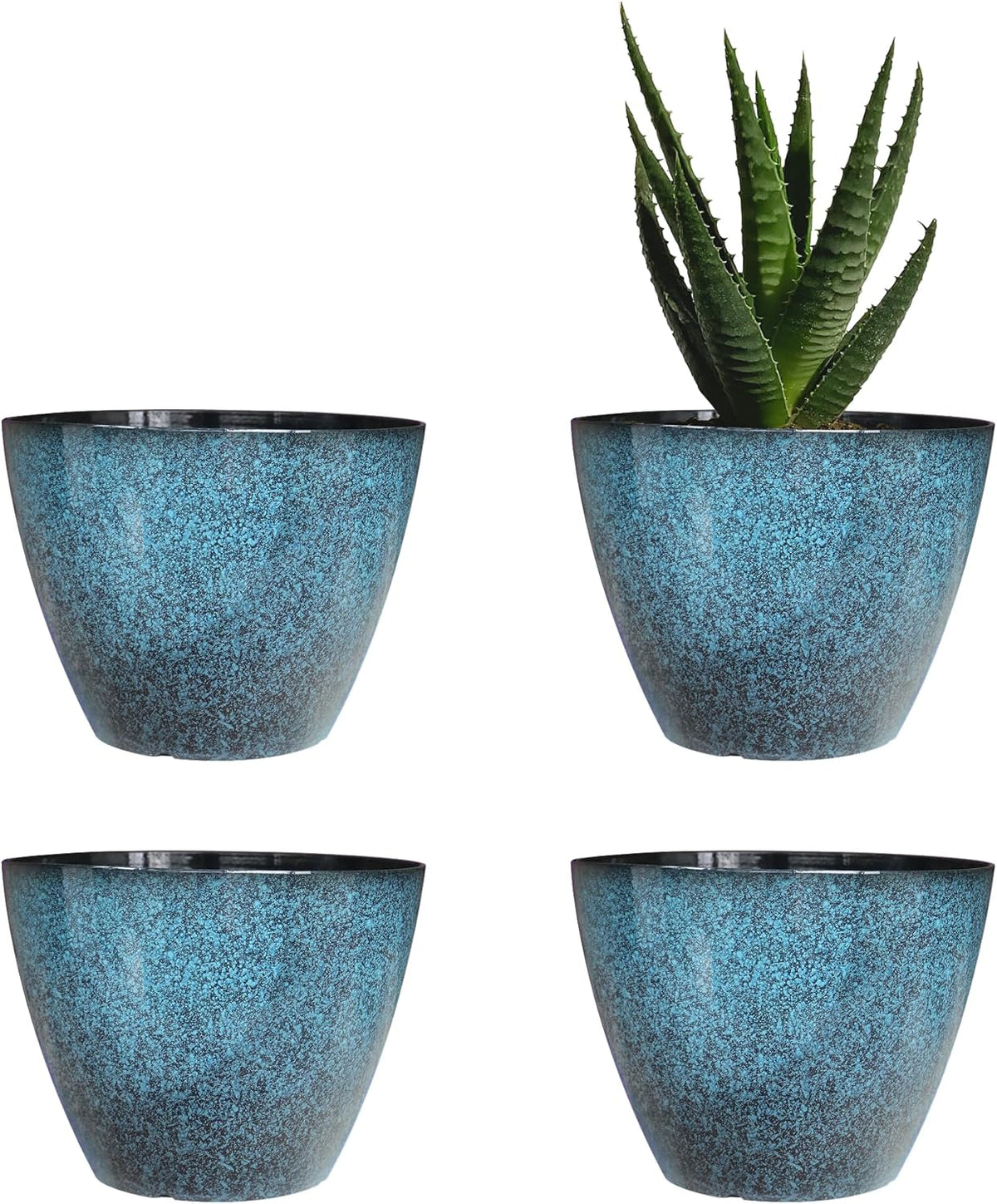 8 inch Plant Pots, Pack of 4 Plastic Planter for Indoor Outdoor Plant with Drainage Holes and