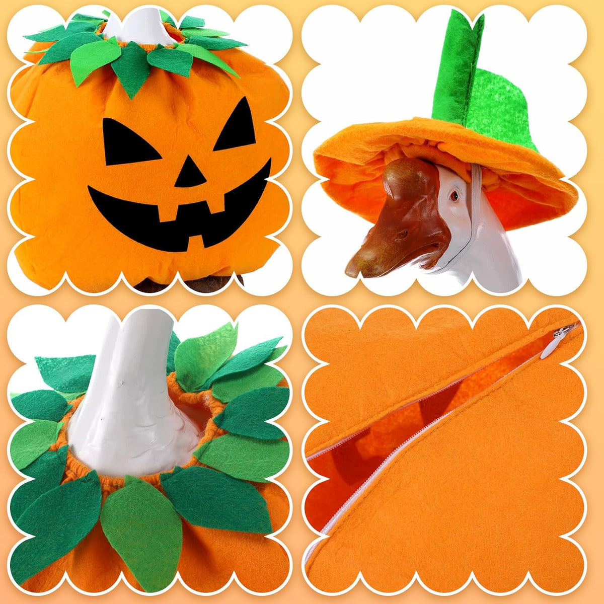 Halloween Pumpkin Goose Outfit Porch Goose Clothes Yard Silly Lawn Duck Shirt for Cement Plastic