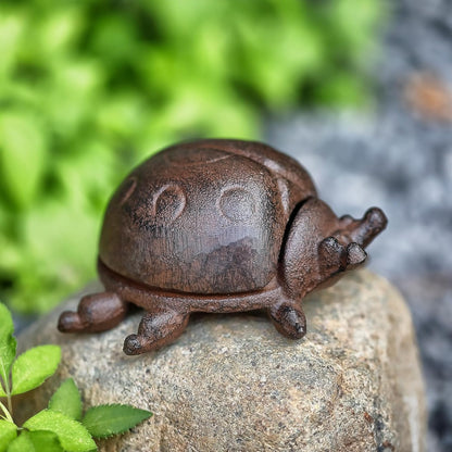 Hide a Key Ladybug Statue, Cast Iron Key Hiders Outside, Decorative Outdoor Spare Keys Holder