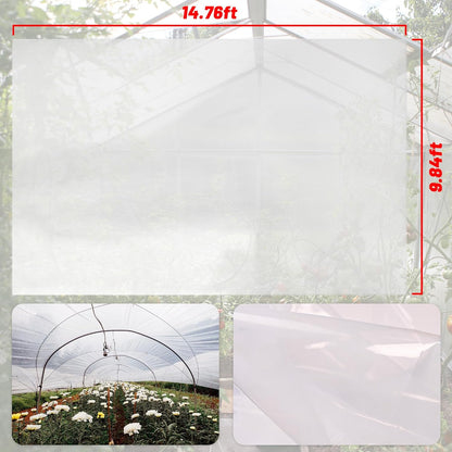 6 Mil Clear Greenhouse Plastic Sheeting,9.8FTx14.8FT Transparent Plastic Film for Greenhouse