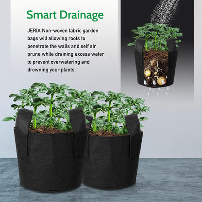 JERIA 24-Pack 7 Gallon Nonwoven Grow Bags, Plant Grow Bags，Heavy Duty Aeration Fabric Pots with