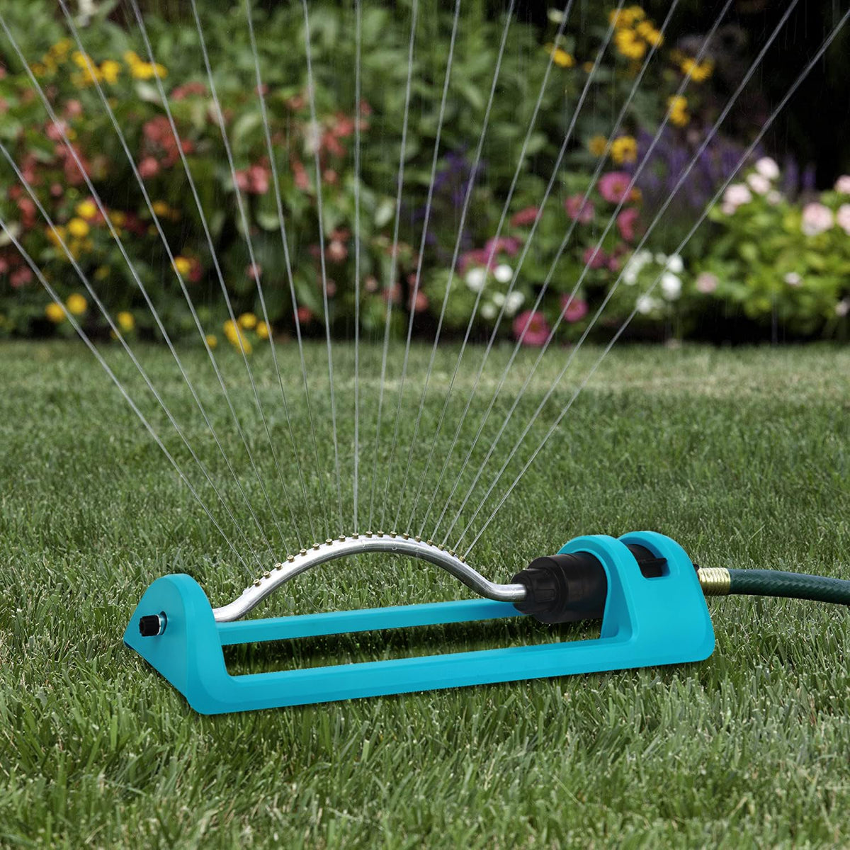 Lawn Sprinkler, 18 Brass Nozzles Garden Water Oscillating Sprinkler for Yard Covers up to 3,600