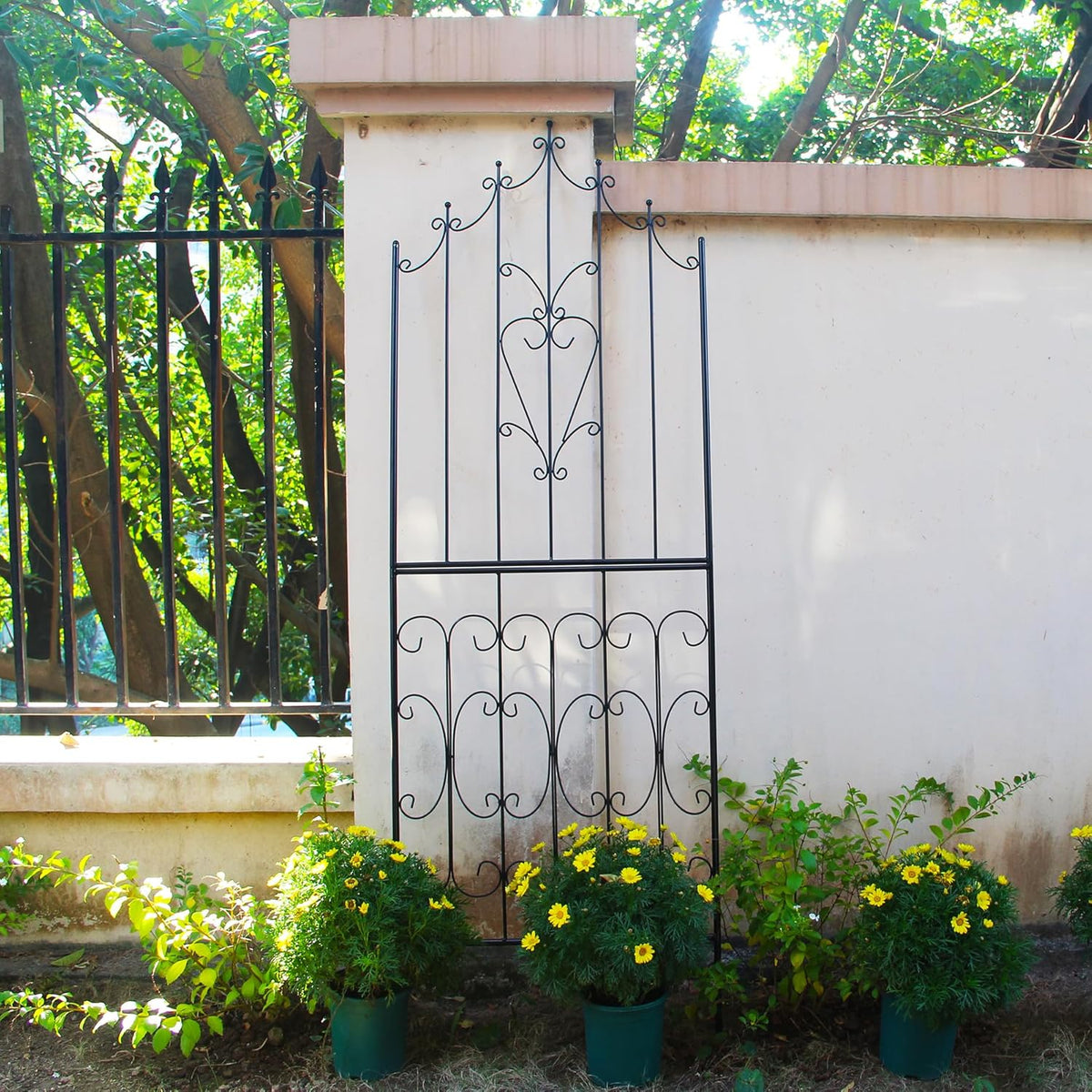 SCENDOR Metal Trellis 86.6" H x 29.5" W Powder-Coated Black Attractive Plant Support Garden Trellis