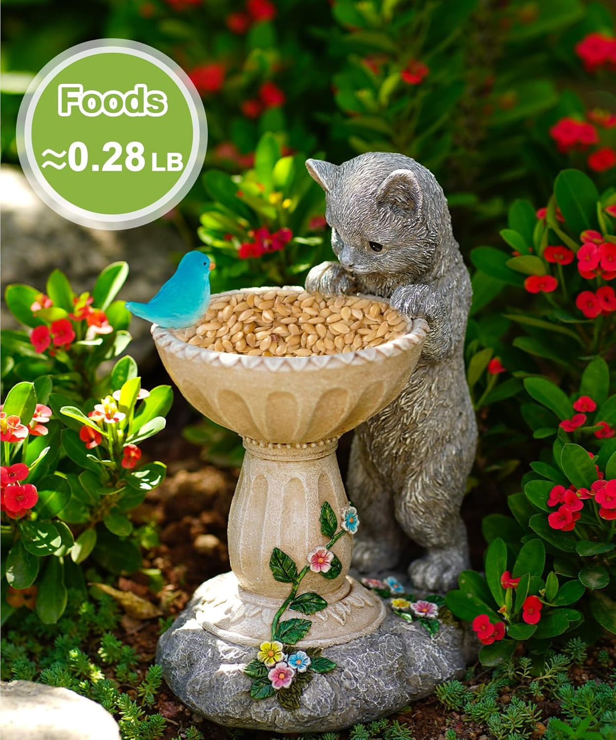 Nacome Cat Birdbath Garden Decor: Outdoor Statues Ornaments for Outside Decorations Yard Art Lawn