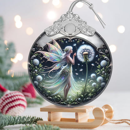 Stained Glass Dandelion Fairy Christmas Ornament - Holiday Home Decor - Tree Decoration - Gift