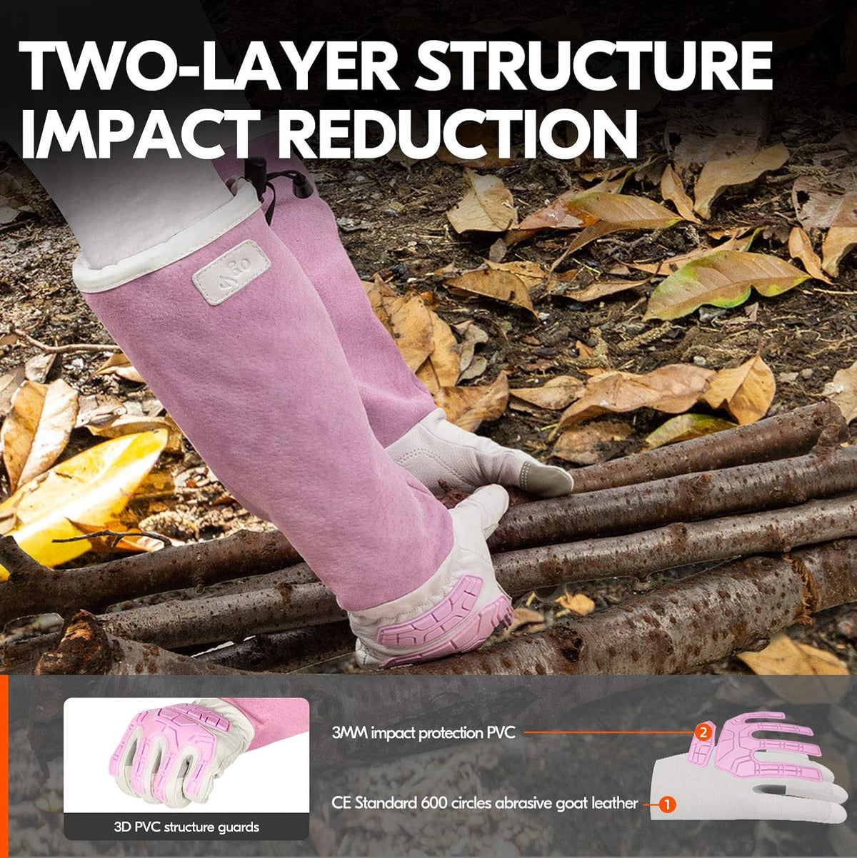 Vgo... 1-Pair Premium Geniune Goat Leather Extra-long Cuff Thornproof, Anti-abrasion, Anti-Impact